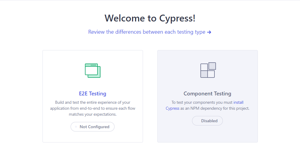 Select testing type Select testing type
